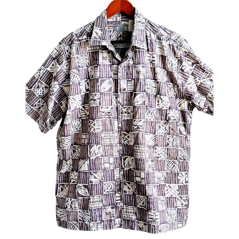 Vintage Weekender Brown Hawaiian Short Sleeve Button-up Camp Shirt Men's XL
